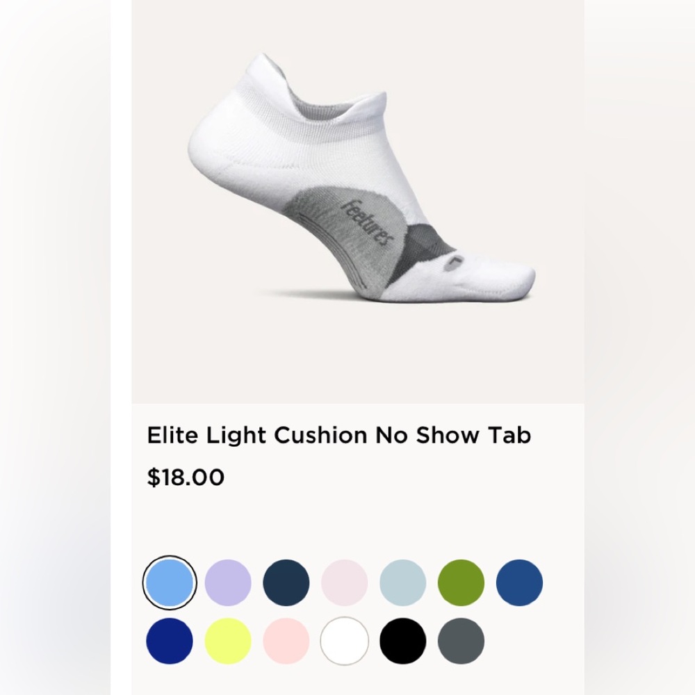 Feetures elite socks, NWT, size L, white